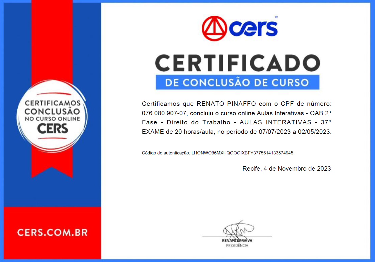 Certificado 13